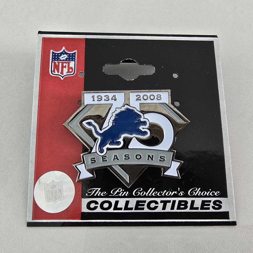 NFL Detroit Lions 75th Anniversary Pin - Blue, White and Silver